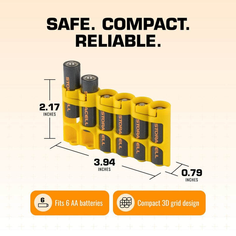 Storacell SlimLine AA 6-battery caddy in yellow – view 7