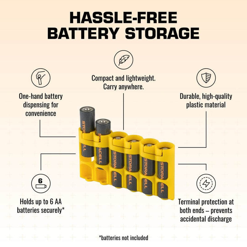Storacell SlimLine AA 6-battery caddy in yellow – view 4