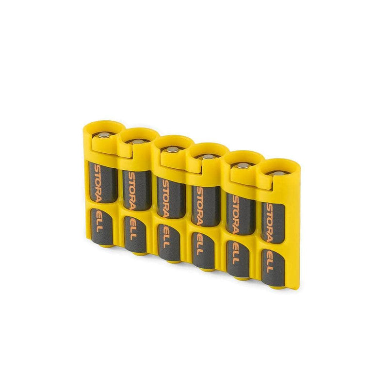 Storacell SlimLine AA 6-battery caddy in yellow – view 1