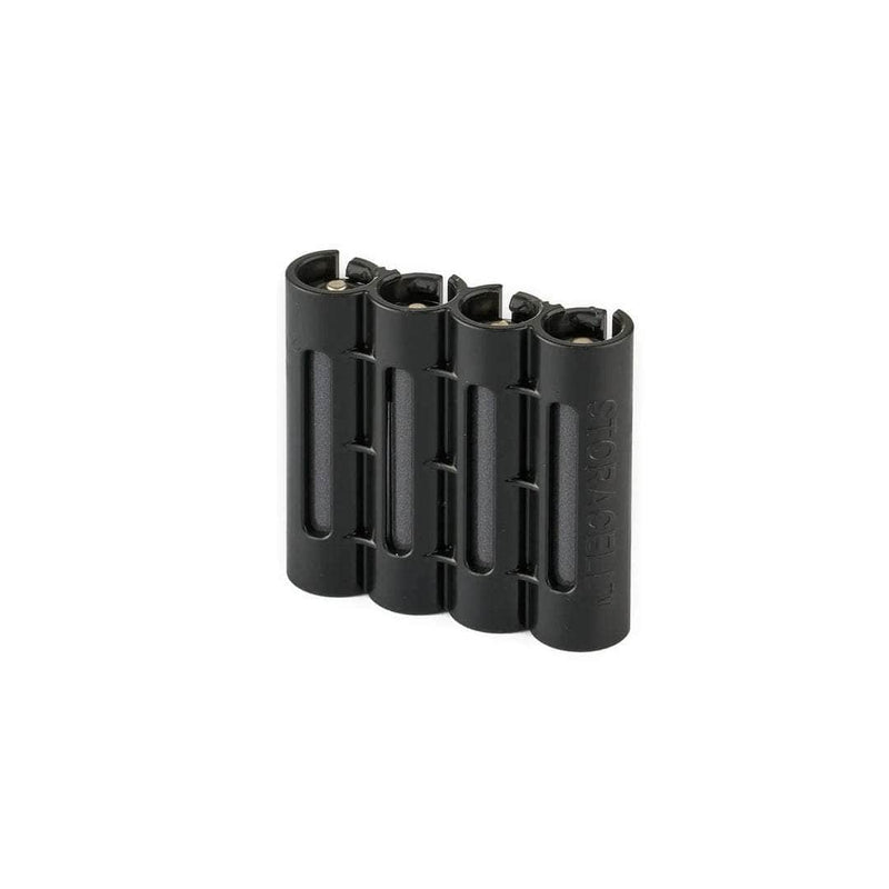 Rear view of empty Tuxedo Black Storacell SlimLine AAA 4-Battery Caddy