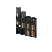 Tuxedo Black Storacell SlimLine AAA caddy with two batteries partially removed for quick access