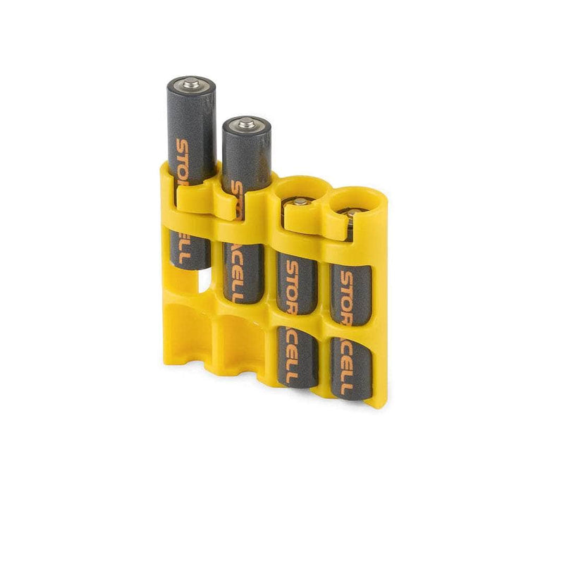 Yellow Storacell SlimLine AAA caddy with battery access