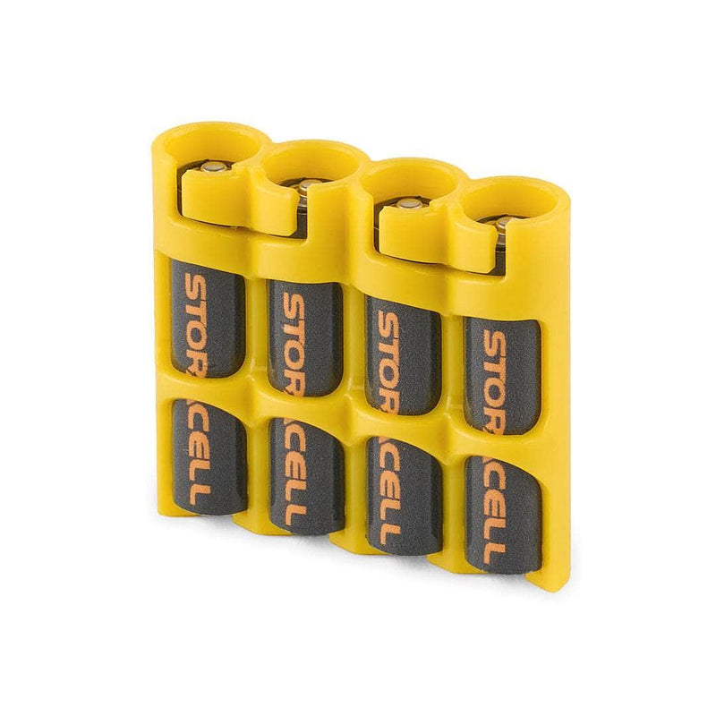 Storacell SlimLine AAA 4-battery caddy in Yellow