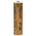 A Vapcell F12 1250mAh 14500 3A Flat Top gold battery on a white background.