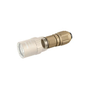 The Weltool BB15+TC20 18350 Body and Tailcap is shown paired with a metal LH series weapon light flashlight, featuring a cylindrical, textured grip and a detached head that reveals the threaded connection.