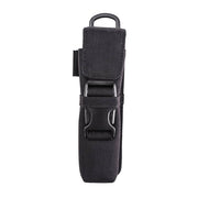 The Weltool FH5 V2.0 CORDURA Flashlight Holster features a flap cover with buckle, metal D-ring, and is ideal for carrying small tools or accessories; a perfect MOLLE flashlight holder.