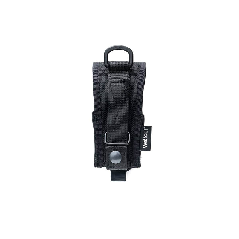 Black nylon Weltool FH6 V2.0 semi-closed flashlight holster with strap, buckle, and snap closure, featuring a "Wetcool" tag—fits W4Pro and W5Pro models; shown against a white background.