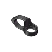 A 3D-rendered image of the Weltool FR20, a black, ring-shaped plastic tactical flashlight mount with an extended section and multiple holes on one end.