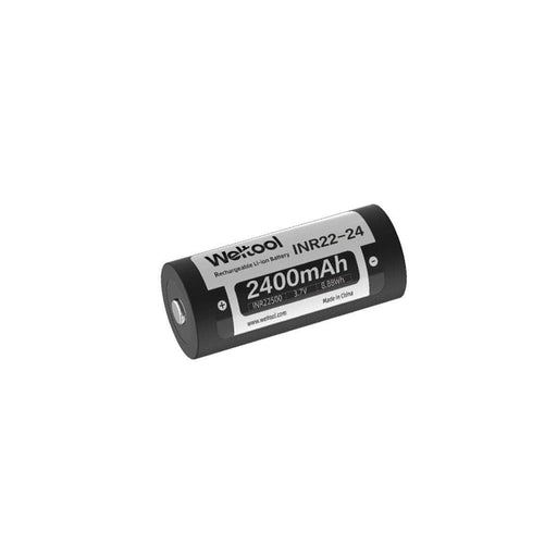A Weltool INR22-24 22500 Lithium-ion 2400mAh rechargeable battery on a white background.
