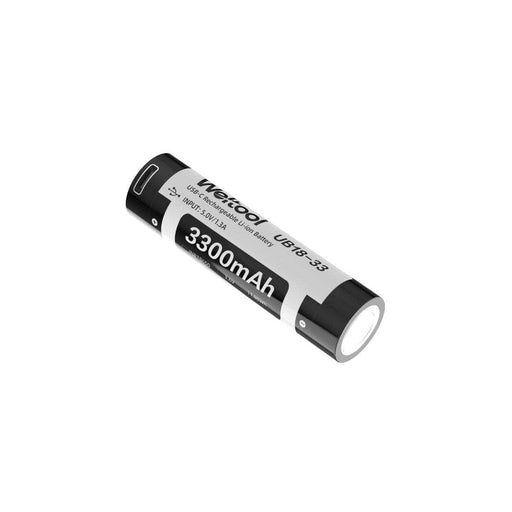 A cylindrical Weltool UB18-33 3300mAh lithium-ion battery labeled “LG ICR18650” on a white background, this protected rechargeable battery delivers reliable and efficient power.