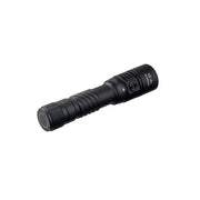 The Weltool F9R, a black rechargeable LED flashlight with a textured grip, side button, and cylindrical design, is shown on a white background—perfect for reliable on-the-go illumination.