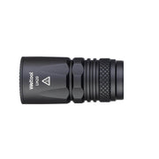 A black Weltool LH20 flashlight head is displayed horizontally on a white background with model details on the side. This LEP weapon light has a durable aluminum reflector for improved performance.