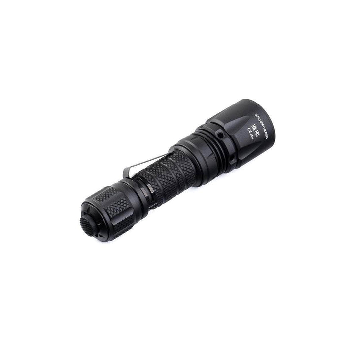 A Weltool T12 flashlight with 3TAC function, emitting strong lumens, set against a white background.