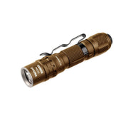 The Weltool T1Pro V3 is a compact brown mini flashlight featuring a textured grip, pocket clip, and branded logo—perfect for emergency lighting and displayed isolated on a white background.