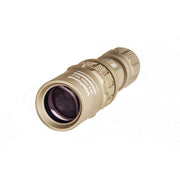 Tan-colored metal flashlight with a textured grip, labeled "Weltool W3Pro TAC Mini - FDE," shown on a white background. This compact high lumen flashlight offers impressive brightness and durability for everyday carry.