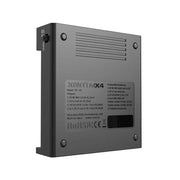 The XTAR MX4, with its intelligent battery recognition system, displays its model details and compatibility with various batteries on the front panel.