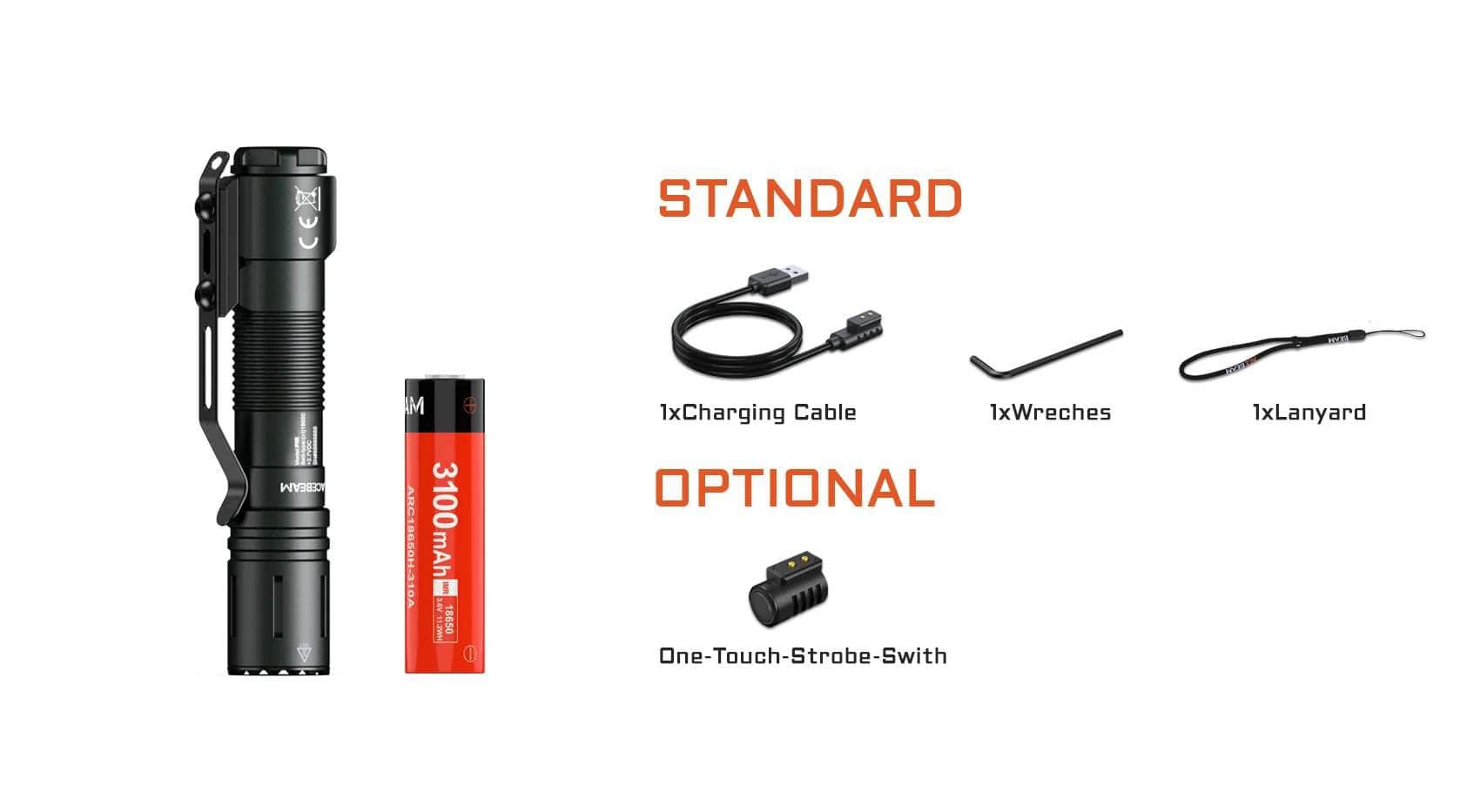 ライト・ランタン ACEBEAM P15 DEFENDER ACEBEAM P15 Rechargeable SFT40 HI LED Flashlight - 1700