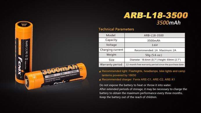 fenix flashlight battery will not charge Fenix ARB-L18-3500 — Killzone Flashlights