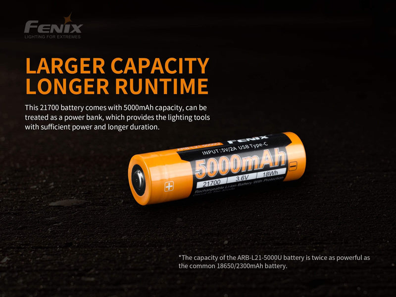 Fenix USB Rechargeable 5000mAh 21700