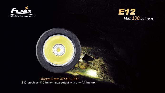 fenix e12 flashlight cree xp-e2 led w battery 130 lumens Fenix E12