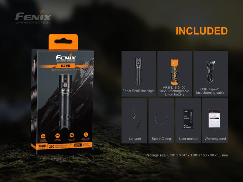 fenix e28r rechargeable 18650 edc flashlight Fenix E28R