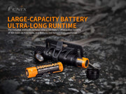 The Fenix HM61R, equipped with a high-capacity 3500mAh rechargeable battery, delivers an extended runtime of up to 300 hours on Eco mode. Its dual light sources and low temperature resistance make this versatile headlamp ideal for any adventure.