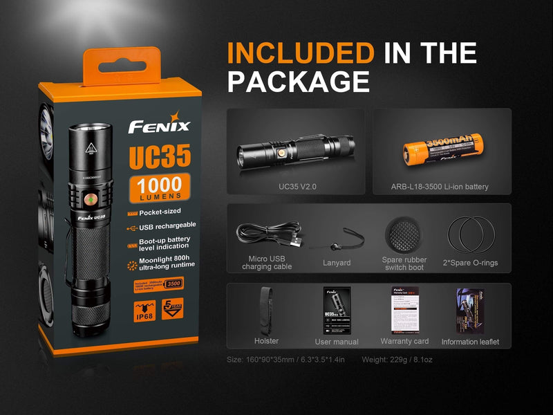 Fenix UC35 V2.0 Rechargeable Flashlight Fenix UC35 V2.0 Rechargeable Flashlight