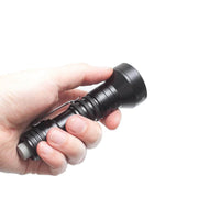 A hand holding a Manker MC12 II on a white background.