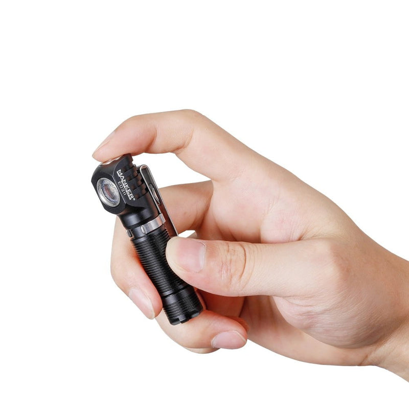 A person holding a Manker E02 II in their hand.