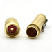 A pair of ReyLight LAN Brass flashlights with a red button.
