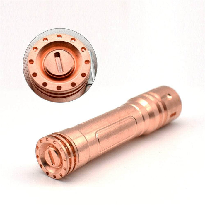 A ReyLight LAN Copper vaporizer with a hole in it.