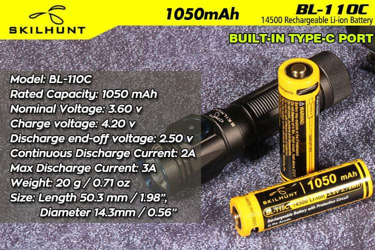 Skilhunt BL-110C 1050mAh 14500