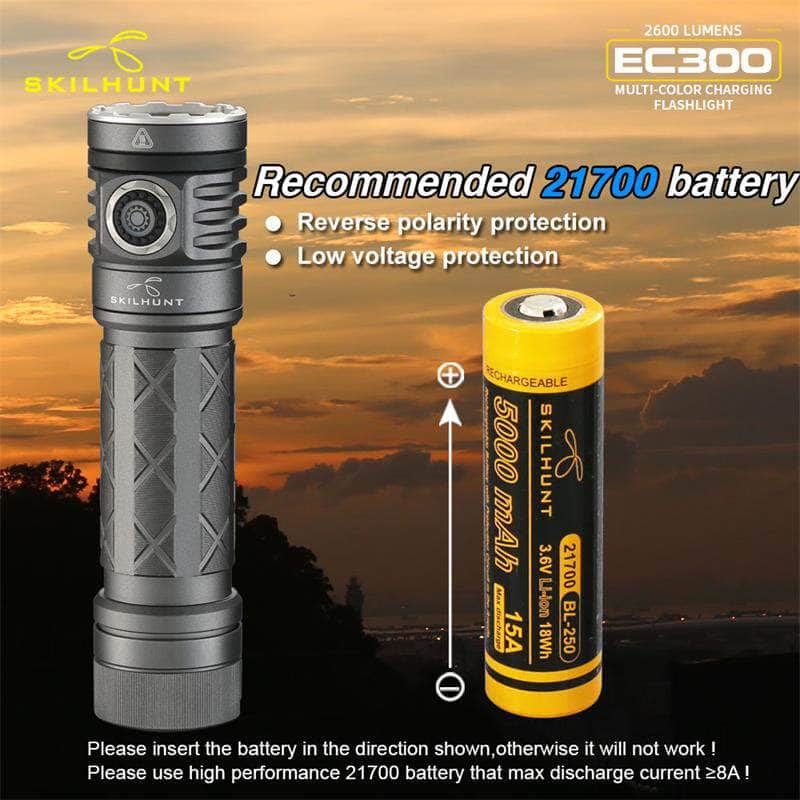 Skilhunt EC300 RGBW Multi-color 21700 Rechargeable LED flashlight